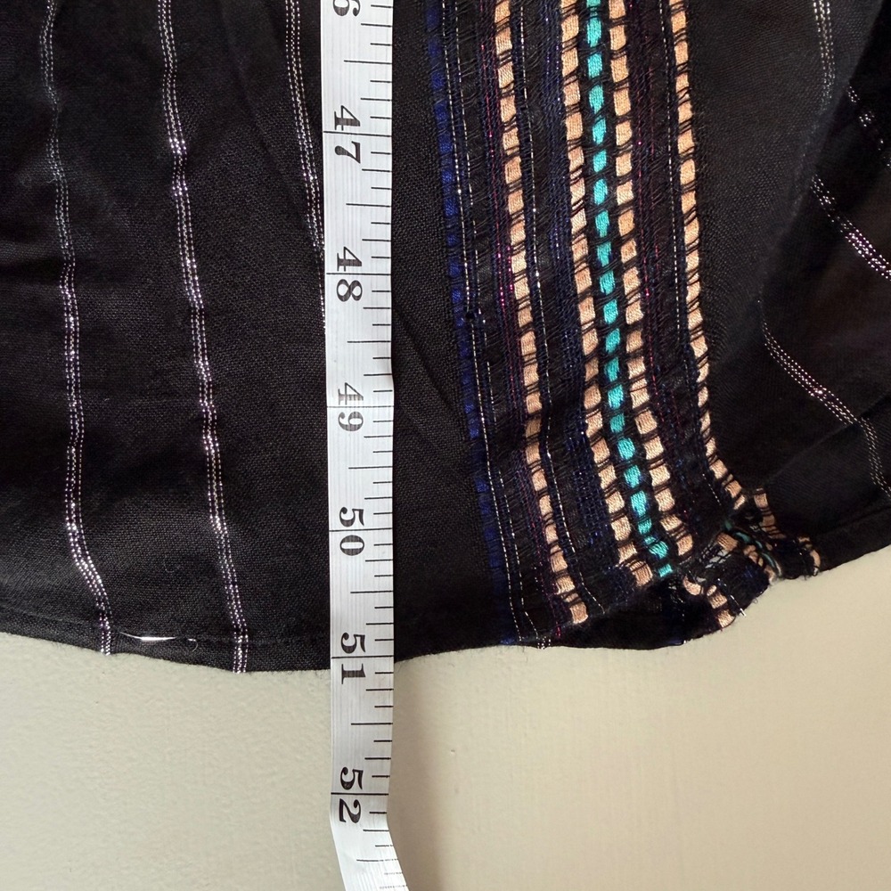 Elan Black Metallic Striped Boho Maxi Dress Small V-Neck Tiered Ruffle CTS5750 - Picture 8 of 9